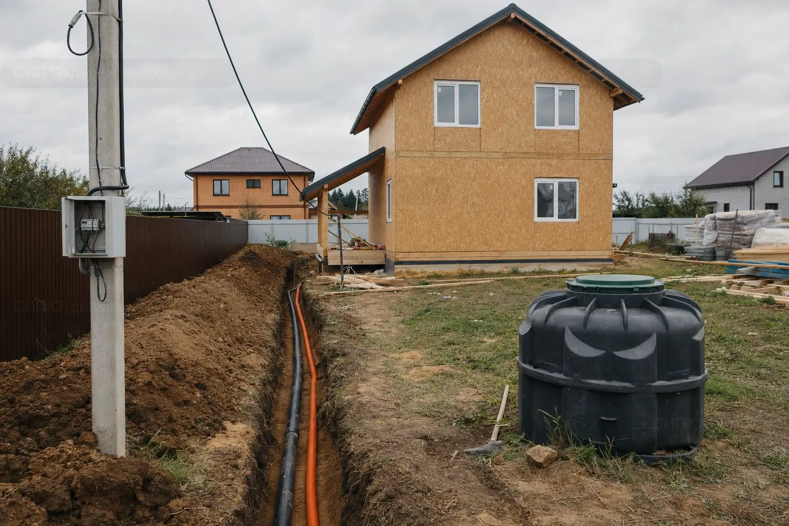 Свет, вода и канализация на участке: подключение СИП-дома
